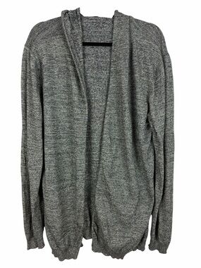 ASOS Gray Marled Open Front Hooded Cardigan Sweater Size Large 100% Cotton